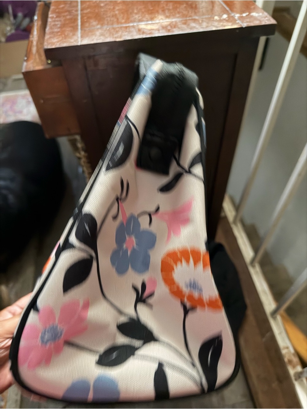 kate spade Floral Canvas Tote - Cream with Blue, Orange & Pink Flowers - Picture 2 of 8